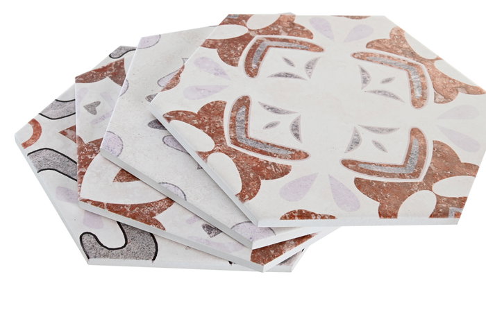 DKD Home Decor Set de 4 Posavasos de Dolomita y Corcho Gris y Azul 10,8x10,8x0,7 cm DKD Home Decor Set de 4 Posavasos de Dolomita y Corcho Gris y Azul 10,8x10,8x0,7 cm