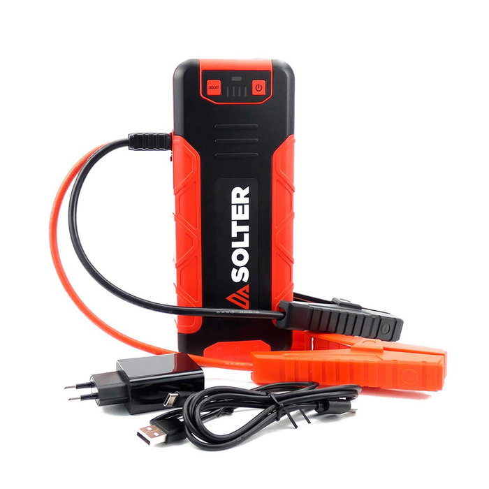 Solter Lithium LT-17 Arrancador de Coche 12V, 17000 mAh, 500A Inicial (1200A Pico) para Motores Gasolina 3L/Diesel 2L, Linterna LED, Cargador y Estuche Incluido