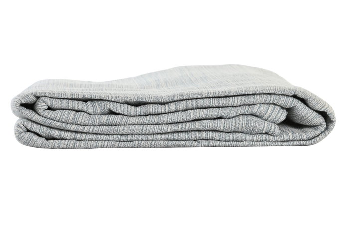 DKD Home Decor Plaid Basicos 250 x 150 cm (2 Unidades) Azul Blanco Poliéster Algodón Reciclado Hecho a Mano con Flecos