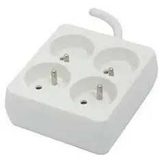 Chacon Bloque Cuadrado 4 x 16 A con Cable de 1,5 m - Blanco