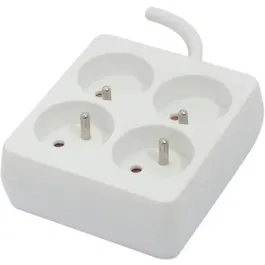 Chacon Bloque Cuadrado 4 x 16 A con Cable de 1,5 m - Blanco