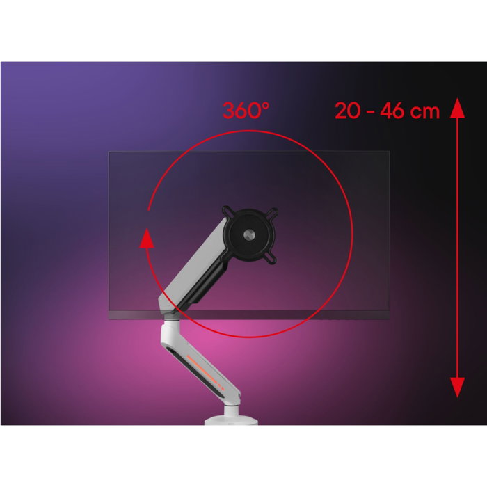 ONE FOR ALL Brazo para Monitor Gaming DM8120 Blanco con RGB