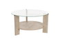 Nordure Mesa de Café Clara, Vidrio Templado y Melamina, Travertino y Transparente