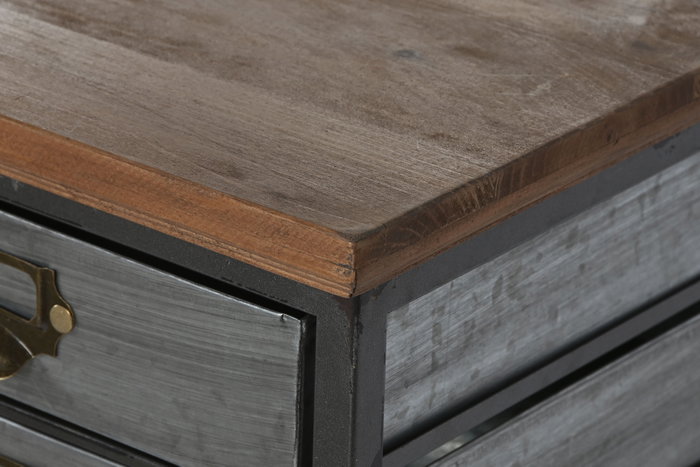Cajonera Vintage DKD Home Decor Natural Plateado 34 x 83.5 x 123 cm