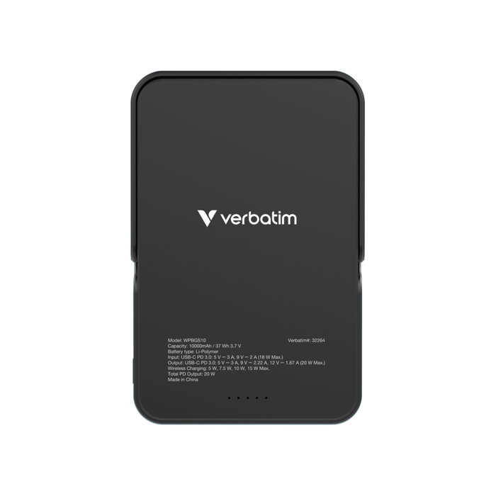 Verbatim Power Bank Charge 'n' Go Magnetic Wireless 10.000 mAh Negro con Soporte Verbatim Power Bank Charge 'n' Go Magnetic Wireless 10.000 mAh Negro con Soporte