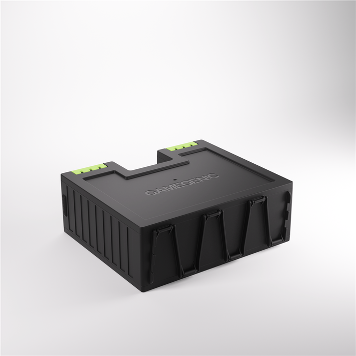 Gamegenic Game Castle Caja de Almacenamiento Todo en Uno para Juegos de Cartas y Accesorios, Doble Acceso, Modular, Negro/Verde