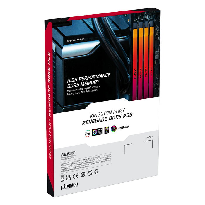 Kingston FURY Renegade RGB 96GB (2x48GB) DDR5 6400MT/s CL32 DIMM Kit XMP 3.0, Memoria RAM para PC con Disipador Térmico y On-Die ECC Kingston FURY Renegade RGB 96GB (2x48GB) DDR5 6400MT/s CL32 DIMM Kit XMP 3.0, Memoria RAM para PC con Disipador Térmico y On-Die ECC
