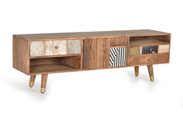 Giner y Colomer Mueble TV Madera de Mango Nogal Claro 160 cm 3 Cajones