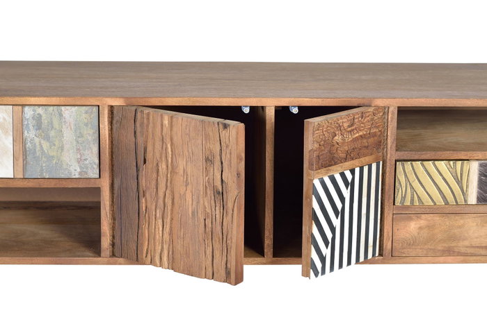 Giner y Colomer Mueble TV Madera de Mango Nogal Claro 160 cm 3 Cajones