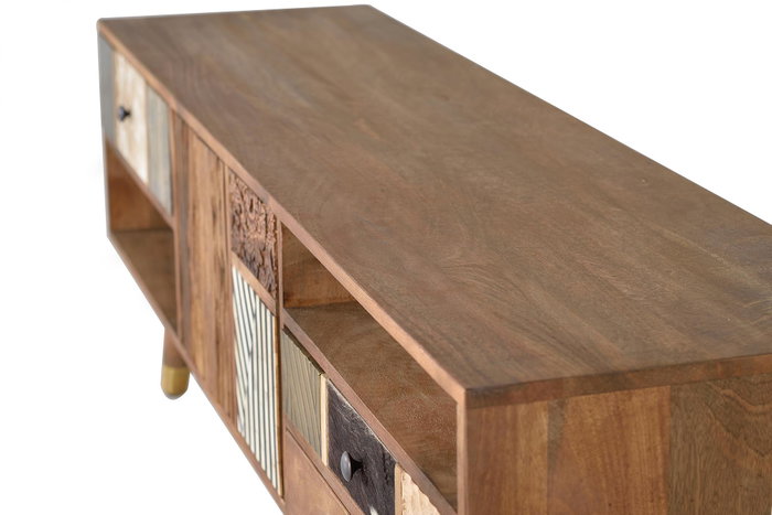 Giner y Colomer Mueble TV Madera de Mango Nogal Claro 160 cm 3 Cajones