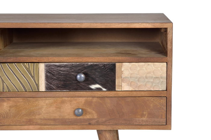 Giner y Colomer Mueble TV Madera de Mango Nogal Claro 160 cm 3 Cajones