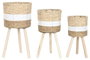 DKD Home Decor Set de 3 Maceteros de Fibra Natural Bicolor