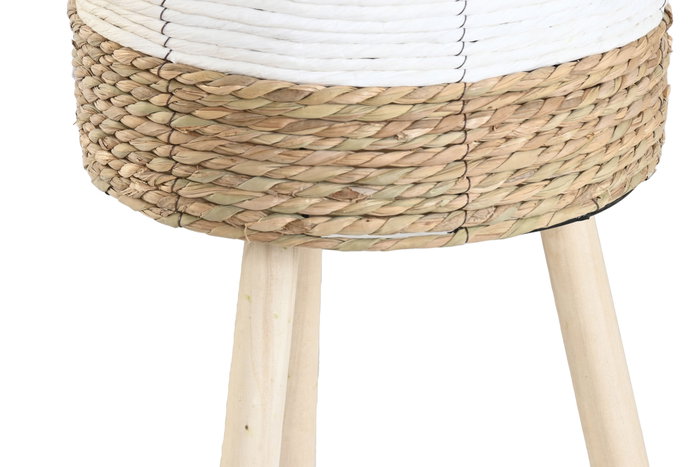 DKD Home Decor Set de 3 Maceteros de Fibra Natural Bicolor