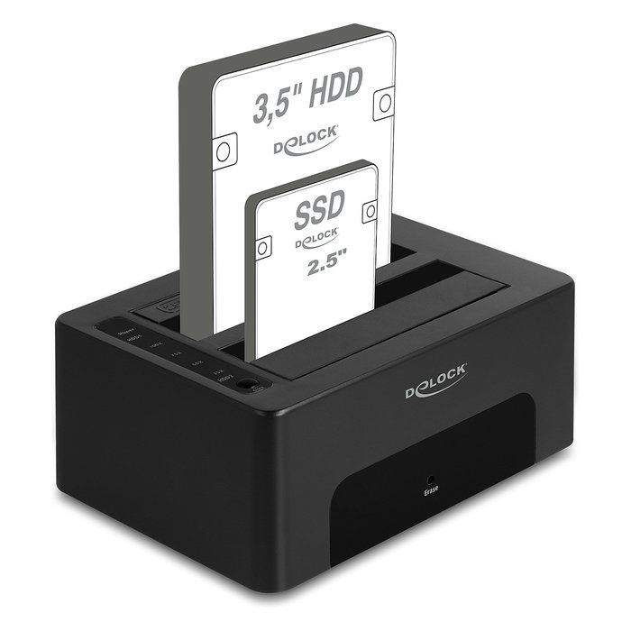 DeLOCK Estación de acoplamiento dual USB para 2 x SATA HDD/SSD 64187