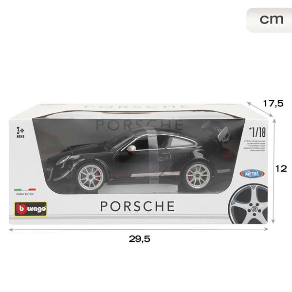 Burago Coche de Metal Gt-Porsche Gt3 Rs 4.0 Negro Escala 1:18