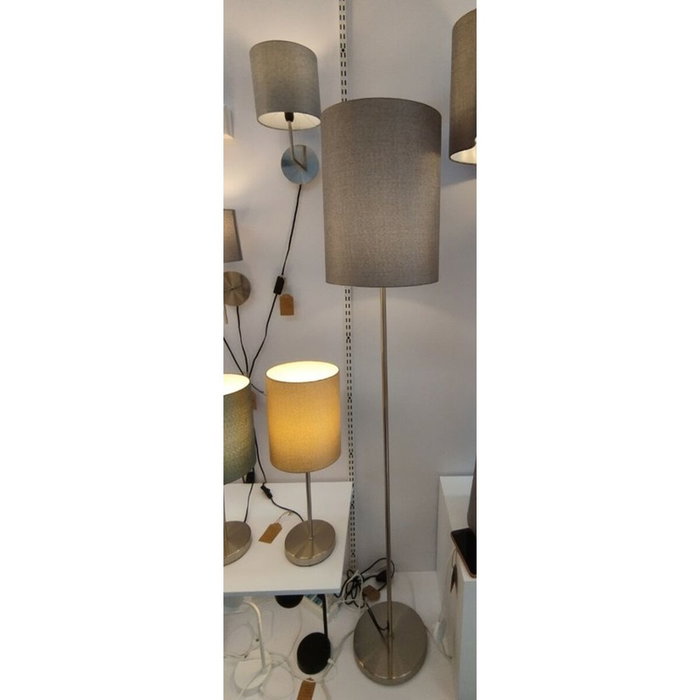 DKD Home Decor Lámpara de Pie Gris y Plateado en Poliéster y Metal DKD Home Decor Lámpara de Pie Gris y Plateado en Poliéster y Metal