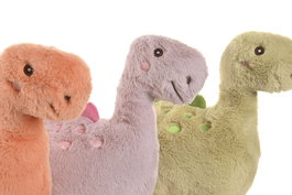 DKD Home Decor Peluche Dino Rosa Naranja Poliester 12 x 28 x 36 cm (6 Unidades)