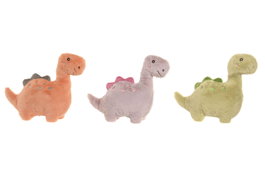 DKD Home Decor Surtido de 3 Peluches de Dinosaurio en Rosa, Naranja y Verde