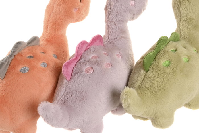 DKD Home Decor Peluche Dino Rosa Naranja Poliester 12 x 28 x 36 cm (6 Unidades)