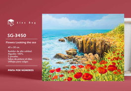 ARTIST BY ALEX BOG Bastidor Pintar por Números Flowers Looking the Sea 40x50cm