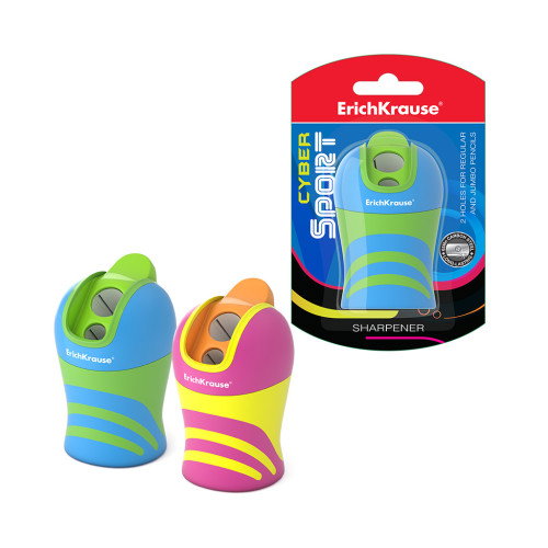 Sacapuntas de Plástico Doble Cyber Sport con Depósito, Sistema Total Clean, Color: Surtido ERICH KRAUSE 50473 12 unidades Sacapuntas de Plástico Doble Cyber Sport con Depósito, Sistema Total Clean, Color: Surtido ERICH KRAUSE 50473 12 unidades