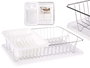 Kinvara Escurreplatos Plano Blanco con Bandeja y Cesta, 43x31.5x10.5 cm y 40.5x31.5x10 cm (Set de 4)