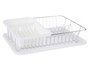 Kinvara Escurreplatos Plano Blanco con Bandeja y Cesta, 43x31.5x10.5 cm y 40.5x31.5x10 cm (Set de 4)