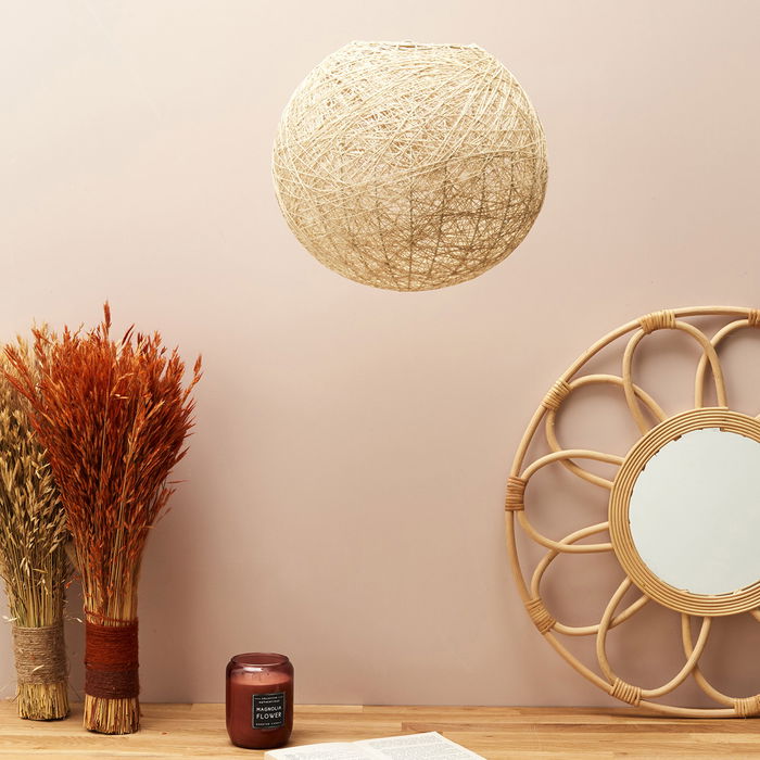 Home Deco Light Pantalla Decorativa Beige Tejida para Ambiente Suave 30 cm