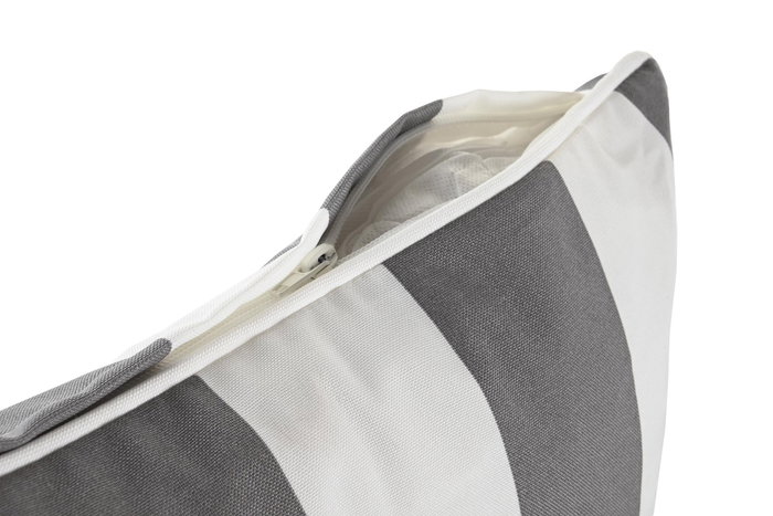 DKD Home Decor Cojín para Terraza y Jardín Marino Gris Blanco Poliéster Resistente al Agua Rayas 40x40x10 cm