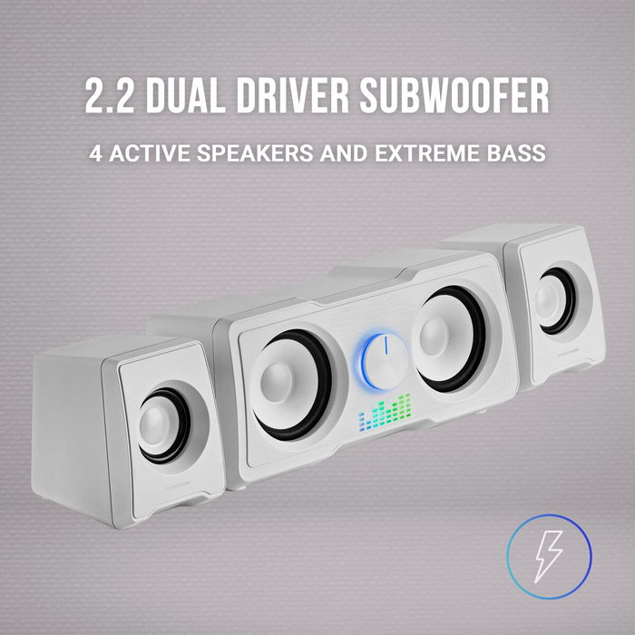 Mars Gaming MS22W Altavoces 2.2 de 35W con DSP e Iluminación RGB Blanco