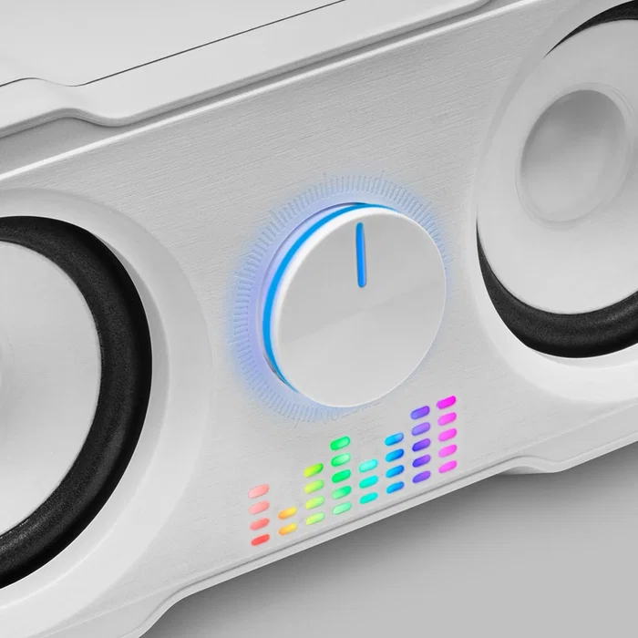 Mars Gaming Altavoces Gaming MS22W 2.2, 35W de Potencia, RGB Flow, Conexión USB y Jack 3.5mm, Color Blanco - Sistema de Sonido con 4 Altavoces y Procesador DSP