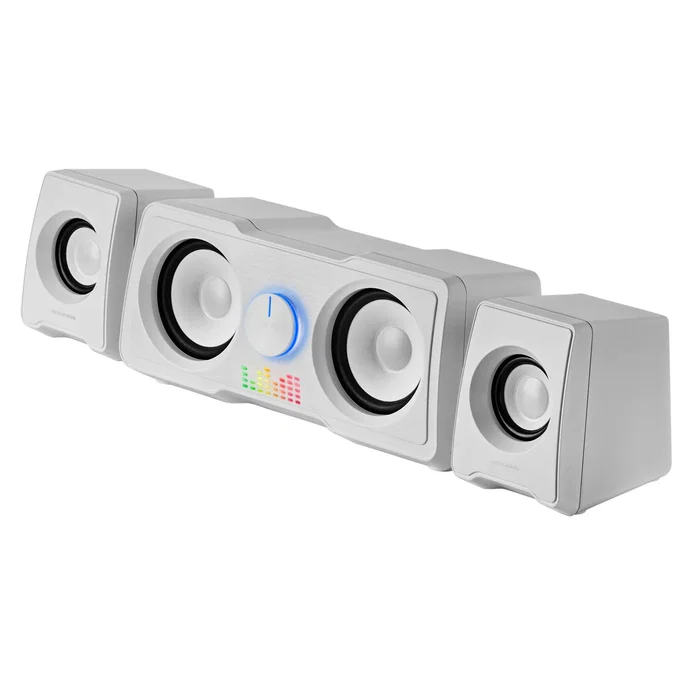 Mars Gaming Altavoces Gaming MS22W 2.2, 35W de Potencia, RGB Flow, Conexión USB y Jack 3.5mm, Color Blanco - Sistema de Sonido con 4 Altavoces y Procesador DSP