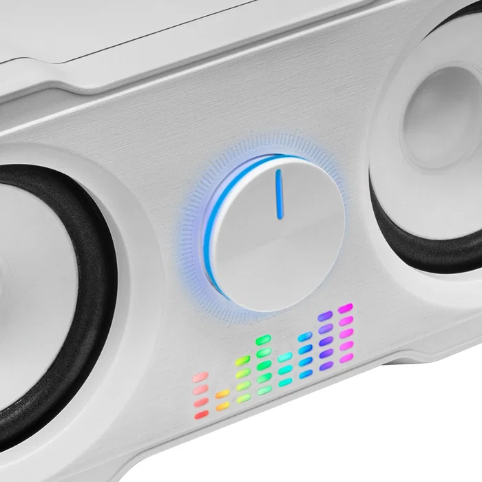 Mars Gaming Altavoces Gaming MS22W 2.2, 35W de Potencia, RGB Flow, Conexión USB y Jack 3.5mm, Color Blanco - Sistema de Sonido con 4 Altavoces y Procesador DSP