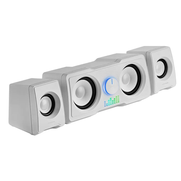 Mars Gaming Altavoces Gaming MS22W 2.2, 35W de Potencia, RGB Flow, Conexión USB y Jack 3.5mm, Color Blanco - Sistema de Sonido con 4 Altavoces y Procesador DSP