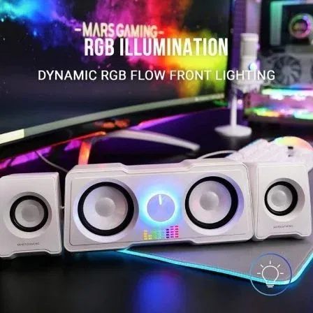 Mars Gaming Altavoces MS22W 35W 2.2 Blancos con Iluminación RGB para PC y Consolas