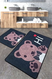 Mijölnir Juego de Alfombras de Baño 2 Piezas (60x100 cm y 50x60 cm) Suaves Antibacterianas Antideslizantes 100% Poliéster
