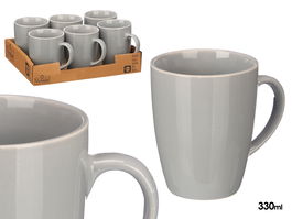 Vessia Jarra Mug Gris 330 ml 11.5x10.5x8.5 cm Cerámica Loza (Set de 24)