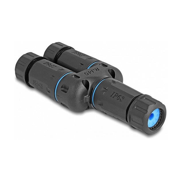 DeLOCK Conector de cable RJ45 hembra a 2 x RJ45 hembra Cat.6A impermeable DeLOCK Conector de cable RJ45 hembra a 2 x RJ45 hembra Cat.6A impermeable