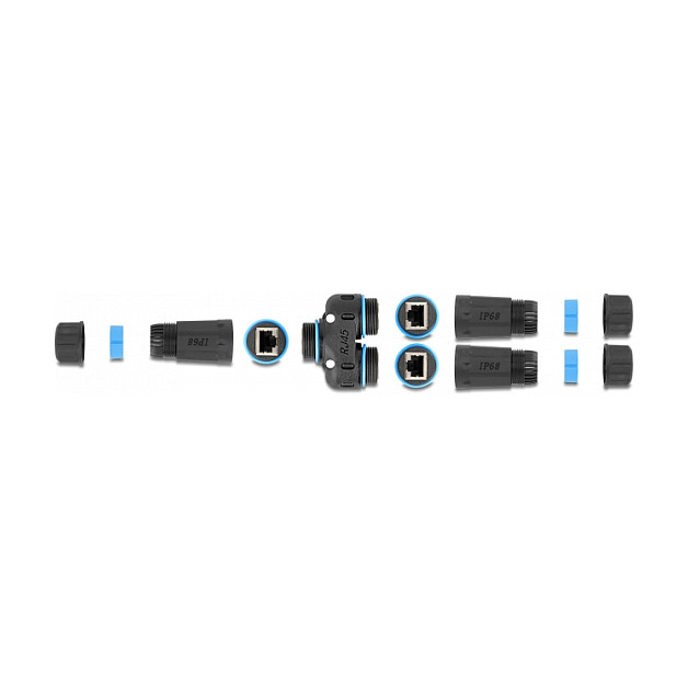 DeLOCK Conector de cable RJ45 hembra a 2 x RJ45 hembra Cat.6A impermeable DeLOCK Conector de cable RJ45 hembra a 2 x RJ45 hembra Cat.6A impermeable