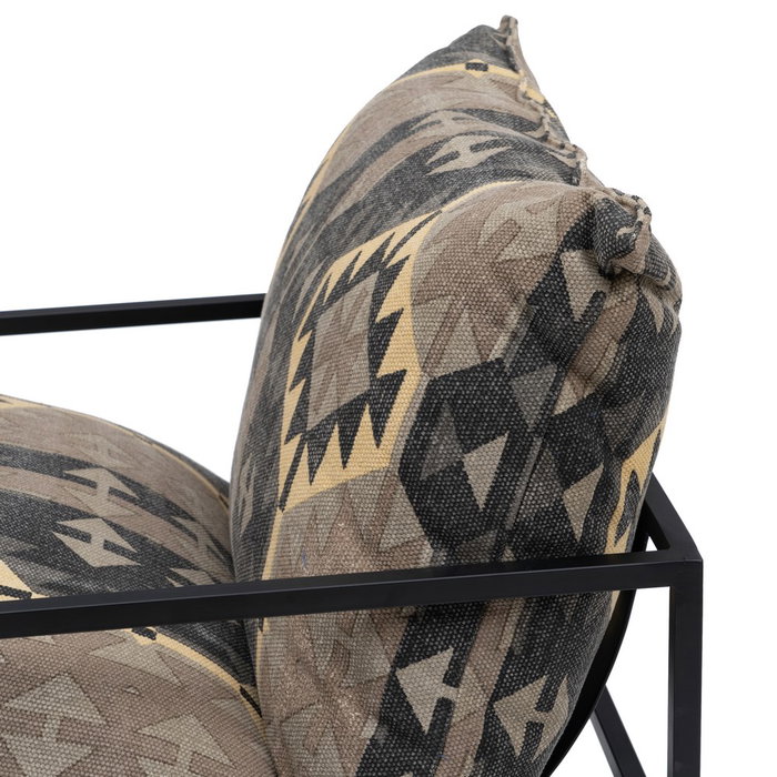 Sillón Negro-Taupe Tejido-Metal Salón 70 X 84 X 86 cm