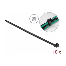 DeLOCK Sujetacables resistentes a los rayos UV 1220 x 9,0 mm negro, 10 piezas