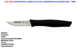 ARCOS Cuchillo Mondador Nova Negro de 70 mm