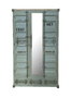 DKD Home Decor Armario Vintage Azul Celeste Metal Container 112 x 46 x 174 cm con 3 Cajones y 2 Puertas