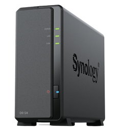 Synology DS124 DiskStation NAS Servidor 1 Bahía SATA HDD/SSD Realtek RTD1619B 1GB DDR4 Gigabit Ethernet Negro