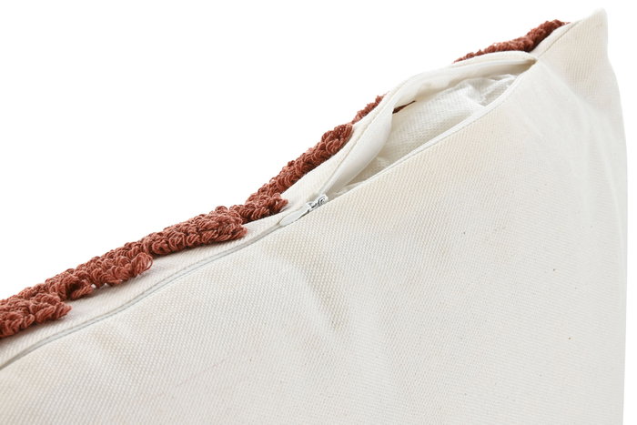 DKD Home Decor Cojín Tufted Blanco y Terracota Pack de 2