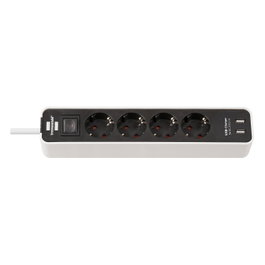 Brennenstuhl Ecolor Regleta 4 Tomas AC y 2 USB Blanco/Negro