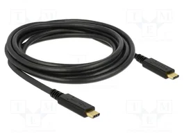 DeLOCK Cable USB 2.0 Tipo-C a Tipo-C 83325 de 3 m, 5 A, E-Marker, Negro