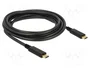 DeLOCK Cable USB 2.0 Tipo-C a Tipo-C 83325 de 3 m, 5 A, E-Marker, Negro