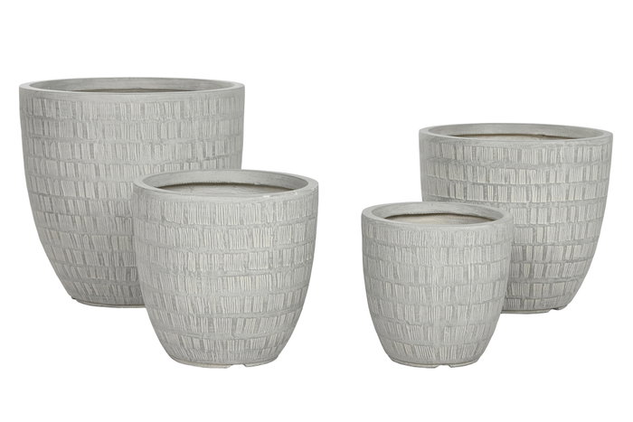 DKD Home Decor Set de 4 Maceteros de Magnesia Gris 44x44x43 cm