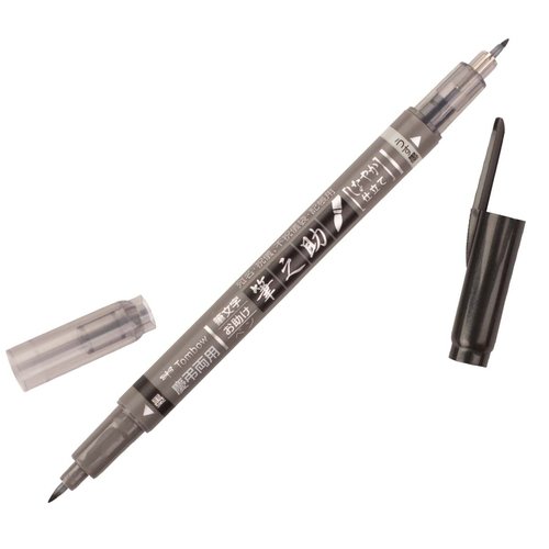 Tombow Fudenosuke Doble Punta Blanda Gris/Negro
